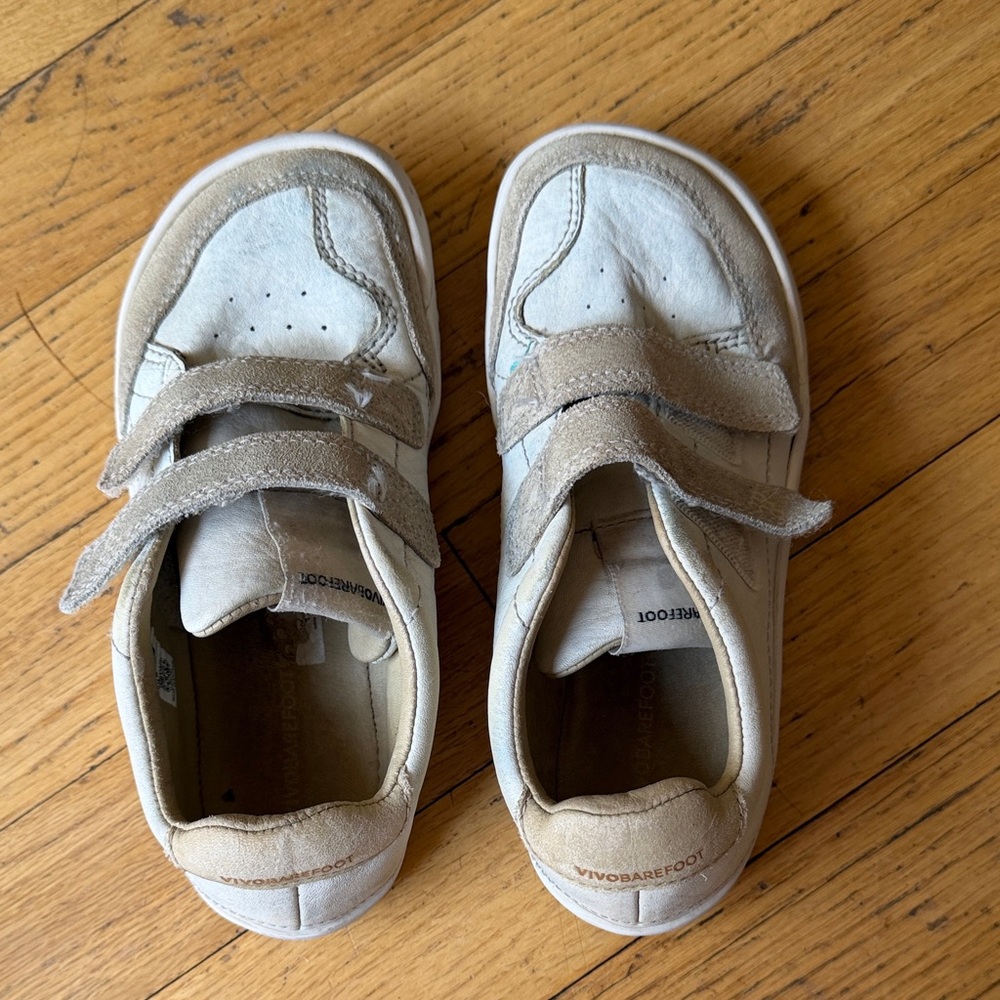 Vivo Barefoot Kids Beige Suede Velcro Sneakers